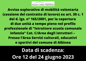 Leggi: «Avviso esplorativo di mobilità volontaria per…»