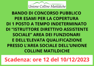 Leggi: «Bando di concorso pubblico per 1…»
