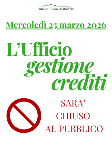 Leggi: &laquo;Il 25 marzo l’Ufficio gestione crediti&hellip;&raquo;