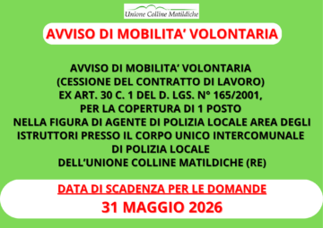 Leggi: &laquo;Avviso di mobilità volontaria per la&hellip;&raquo;