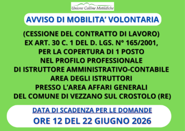 Leggi: «Avviso di mobilità volontaria per un…»