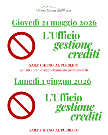 Leggi: &laquo;Ufficio gestione Crediti chiuso giovedì 21&hellip;&raquo;