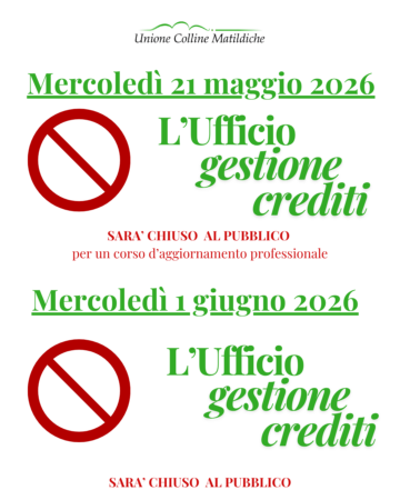 Leggi: &laquo;Ufficio gestione Crediti chiuso giovedì 21&hellip;&raquo;